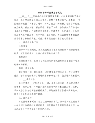 2024年排球比赛总结范文