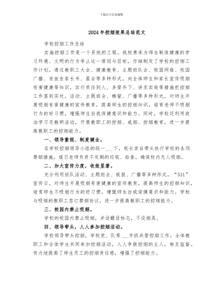 2024年控烟效果总结范文