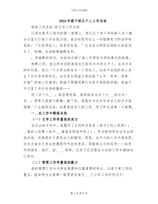 2024年提干转正个人工作总结