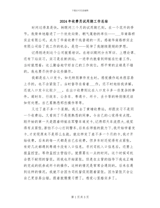 2024年收费员试用期工作总结