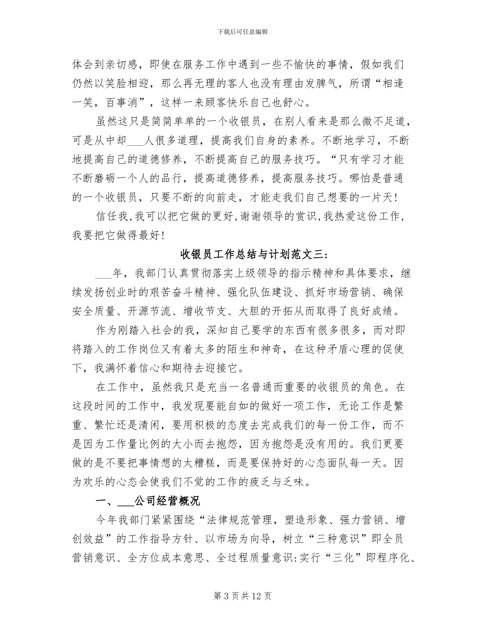 2024年收银员工作总结与计划_第3页