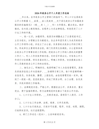 2024年政务公开个人年度工作总结