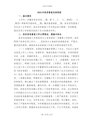 2024年政府督查总结经验