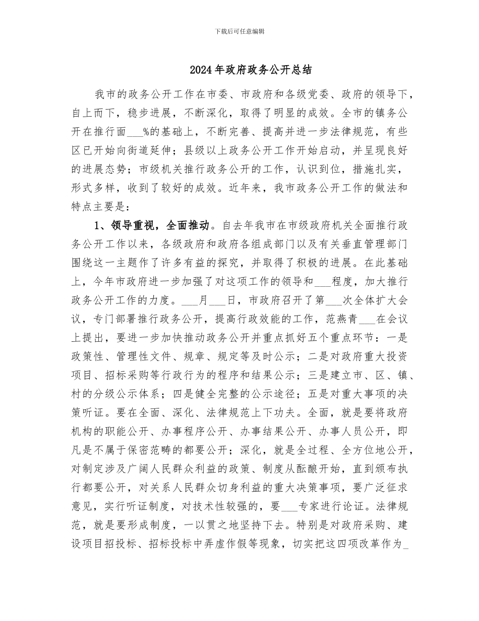 2024年政府政务公开总结_第1页