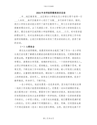 2024年教师挂职锻炼培训总结