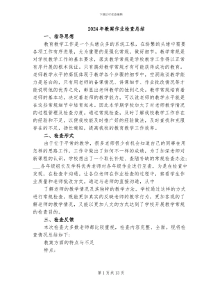 2024年教案作业检查总结