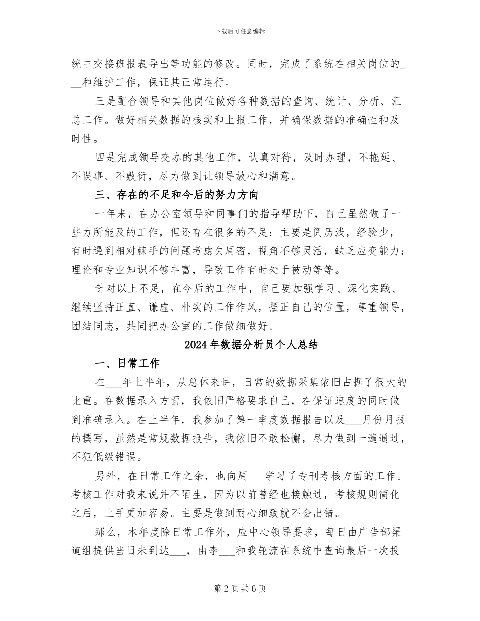 2024年数据分析个人工作总结_第2页
