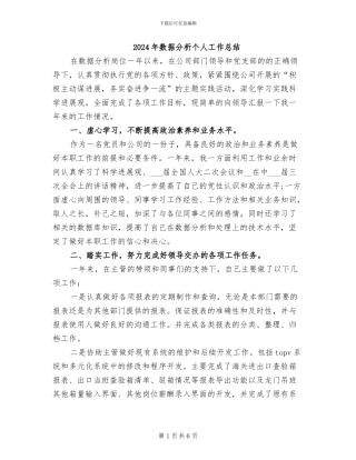 2024年数据分析个人工作总结