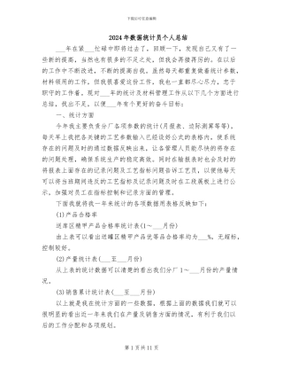 2024年数据统计员个人总结