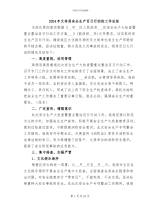 2024年文体局安全生产百日行动的工作总结