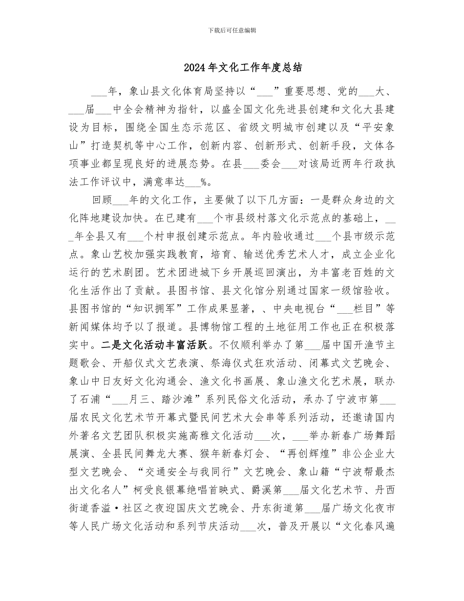 2024年文化工作年度总结_第1页