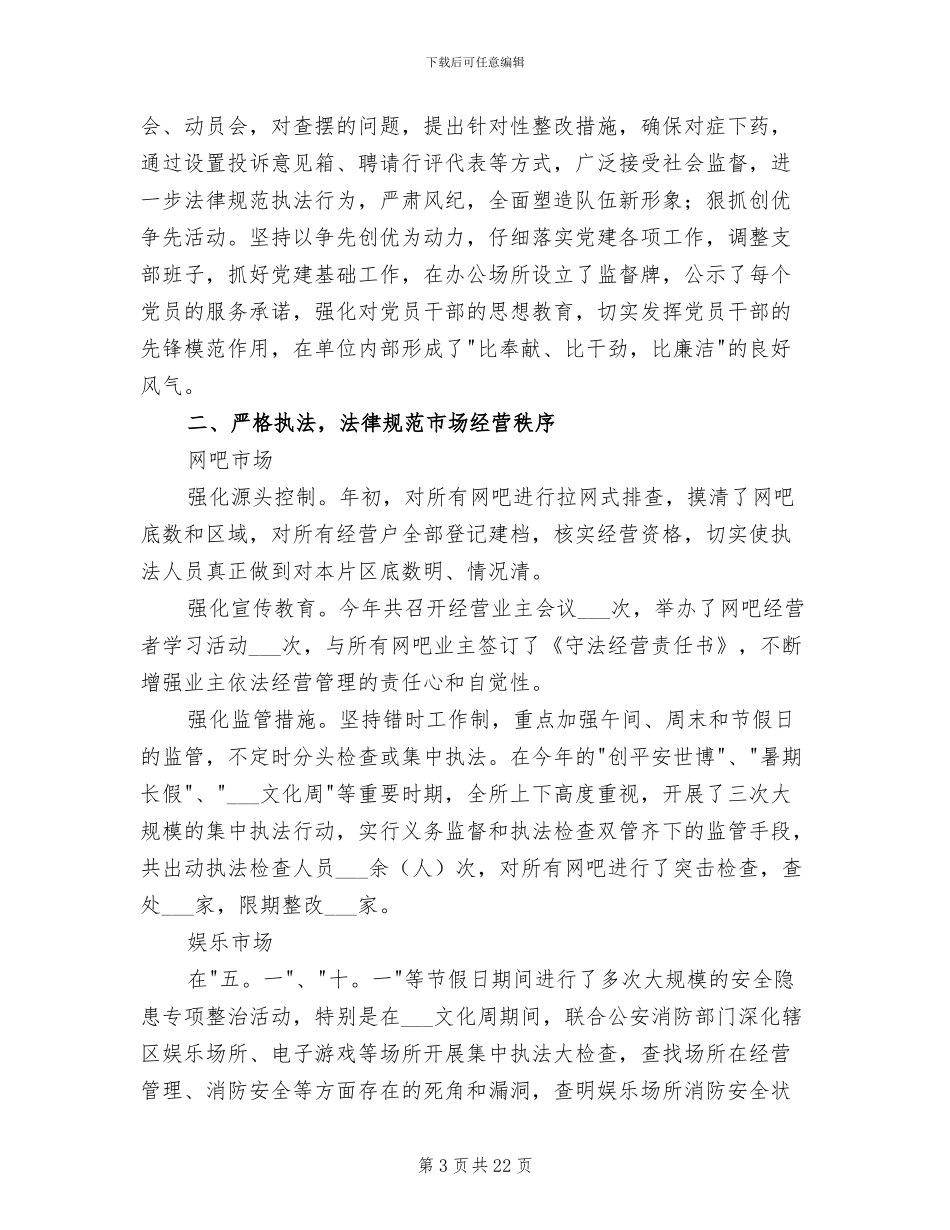 2024年文化市场综合执法大队个人工作总结_第3页