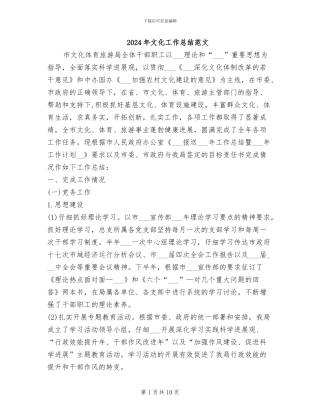 2024年文化工作总结范文
