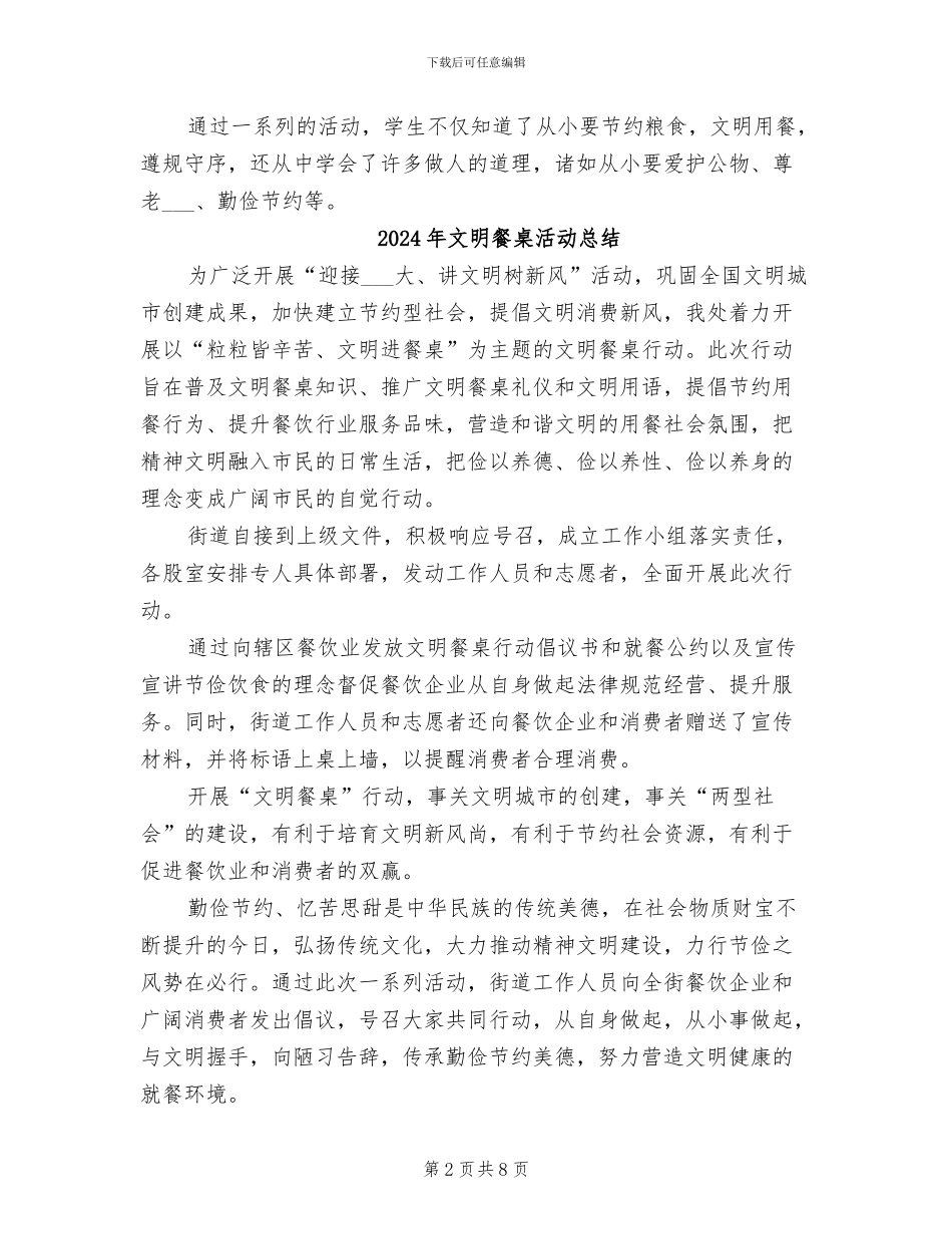 2024年文明餐桌校园活动总结_第2页