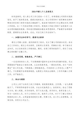 2024年新人个人总结范文
