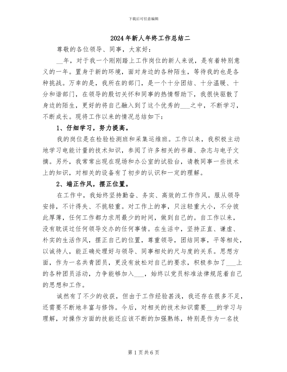 2024年新人年终工作总结二_第1页