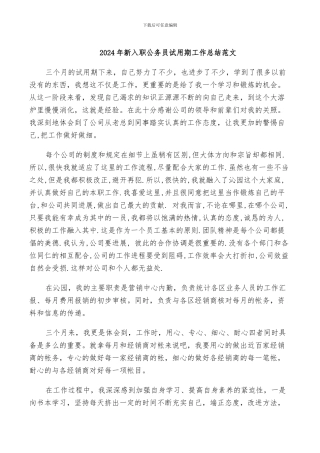 2024年新入职公务员试用期工作总结范文