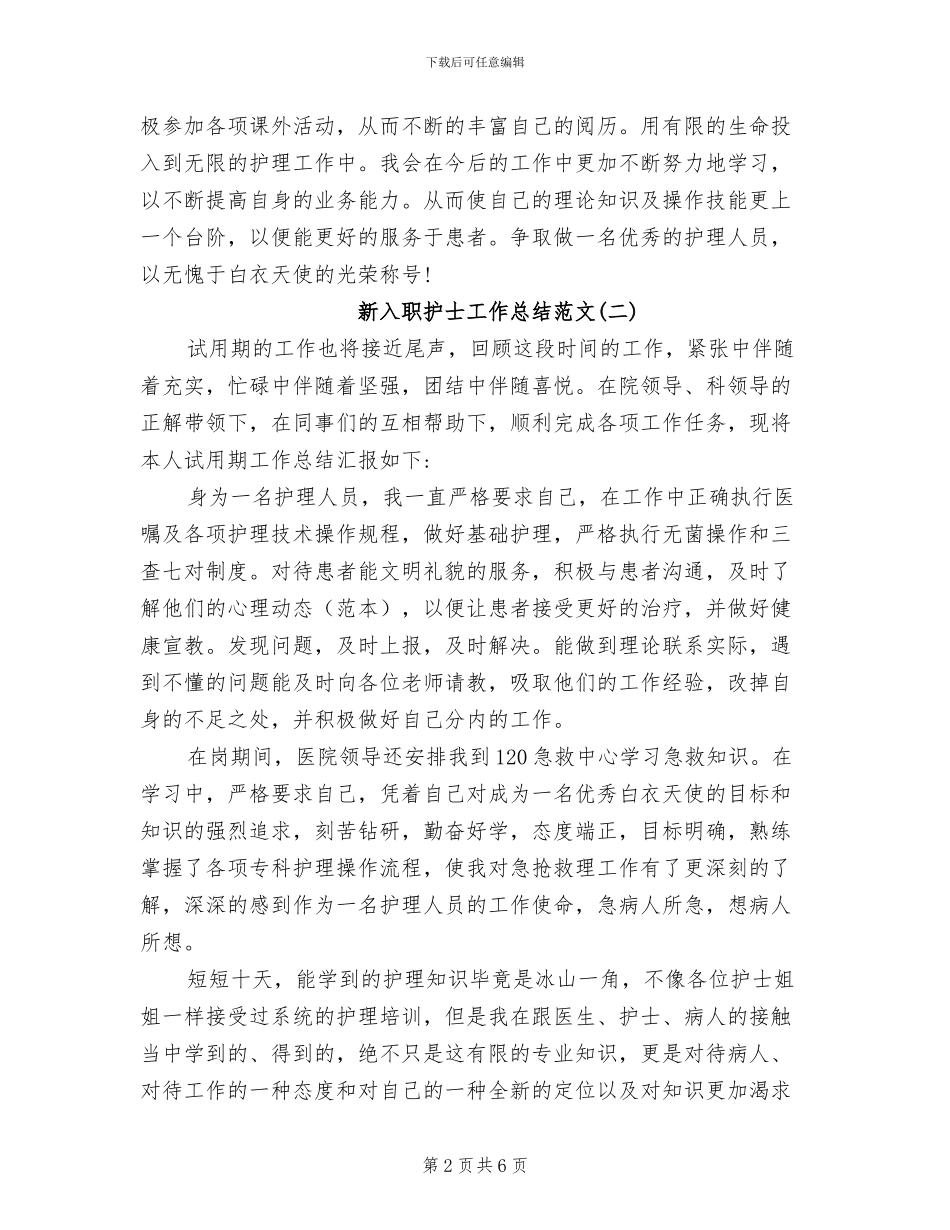 2024年新入职护士工作总结范文_第2页