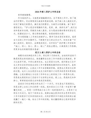 2024年新入职护士年终总结