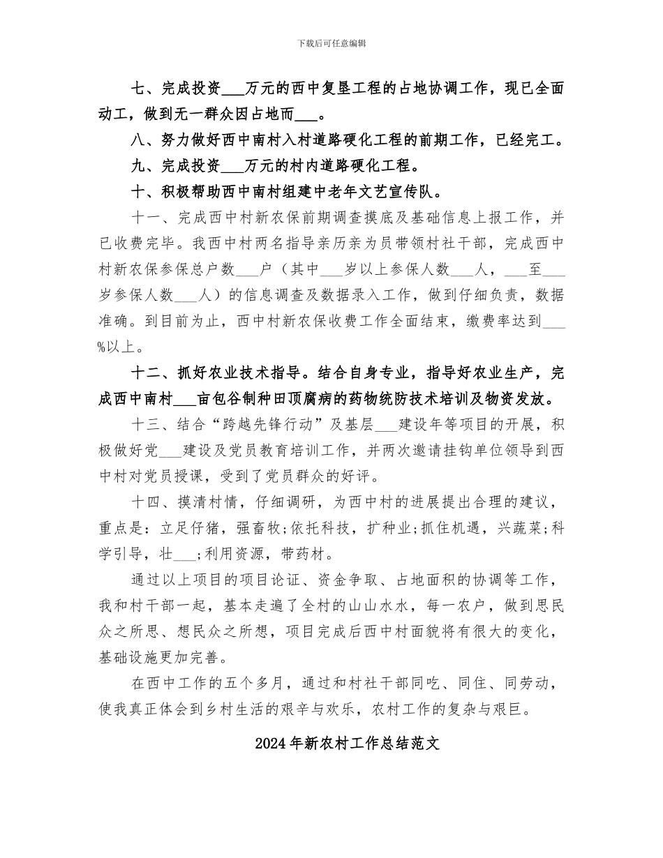 2024年新农村工作总结_第2页