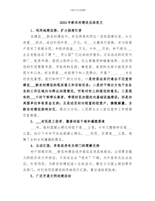 2024年新农村建设总结范文
