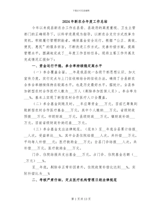 2024年新农合年度工作总结
