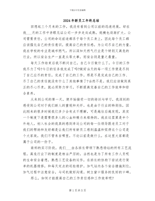 2024年新员工年终总结