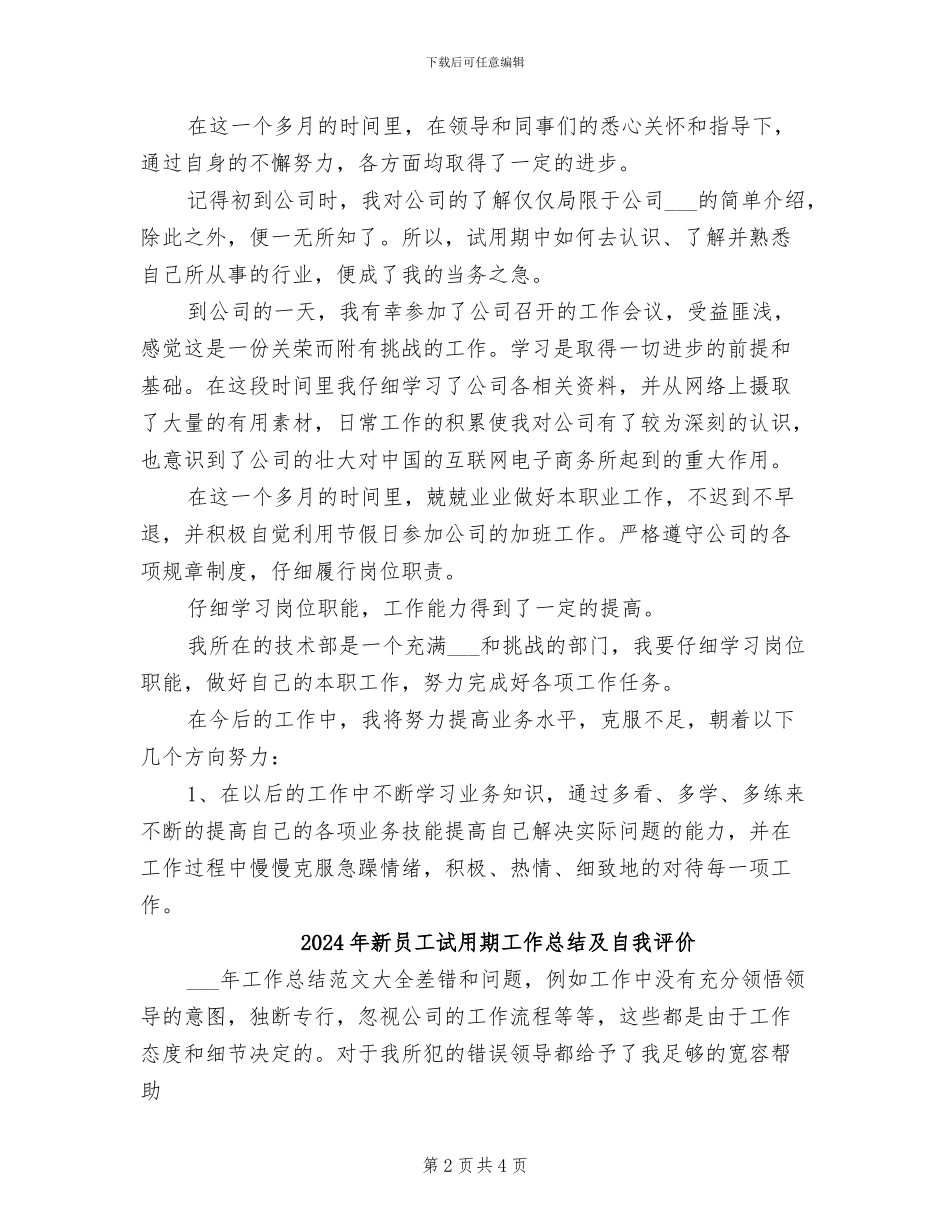 2024年新员工试用期工作总结例_第2页