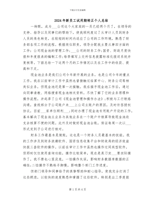 2024年新员工试用期转正个人总结