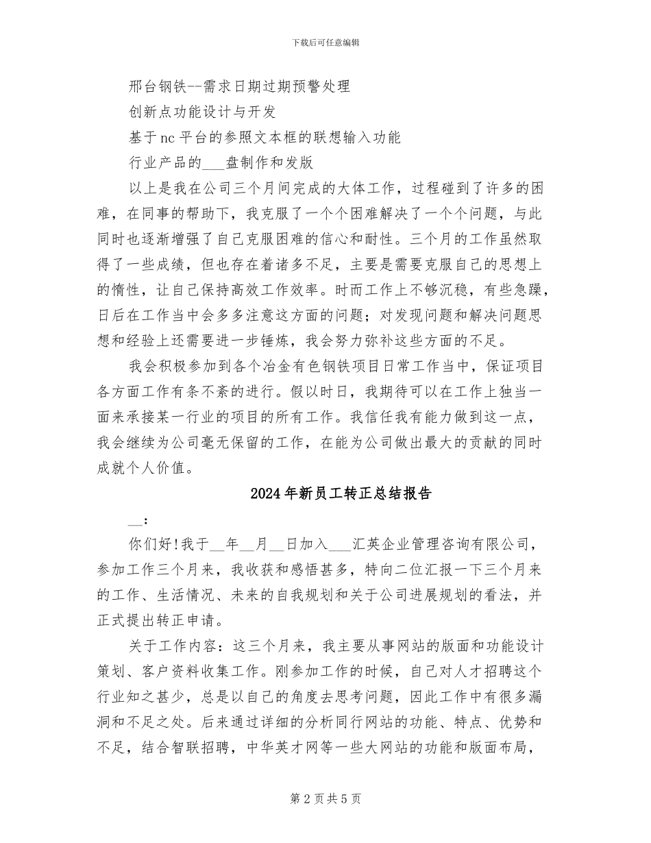 2024年新员工转正年终工作总结_第2页