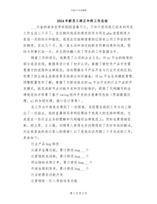 2024年新员工转正年终工作总结