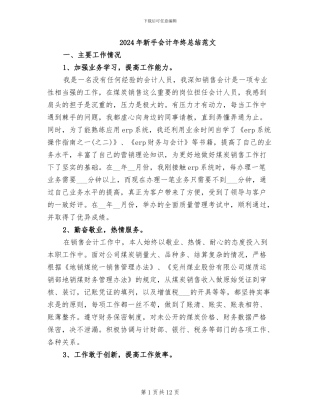 2024年新手会计年终总结范文