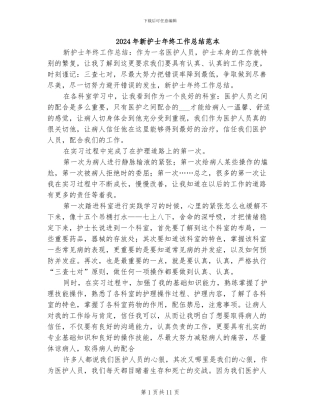 2024年新护士年终工作总结范本