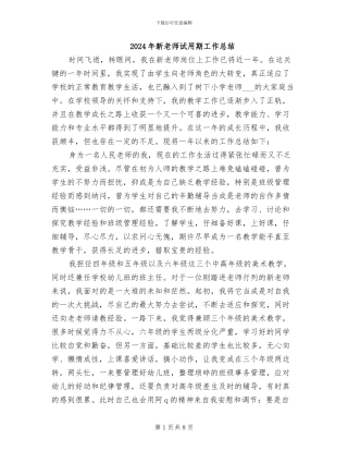 2024年新教师试用期工作总结