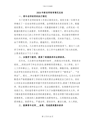 2024年新教师培养情况总结