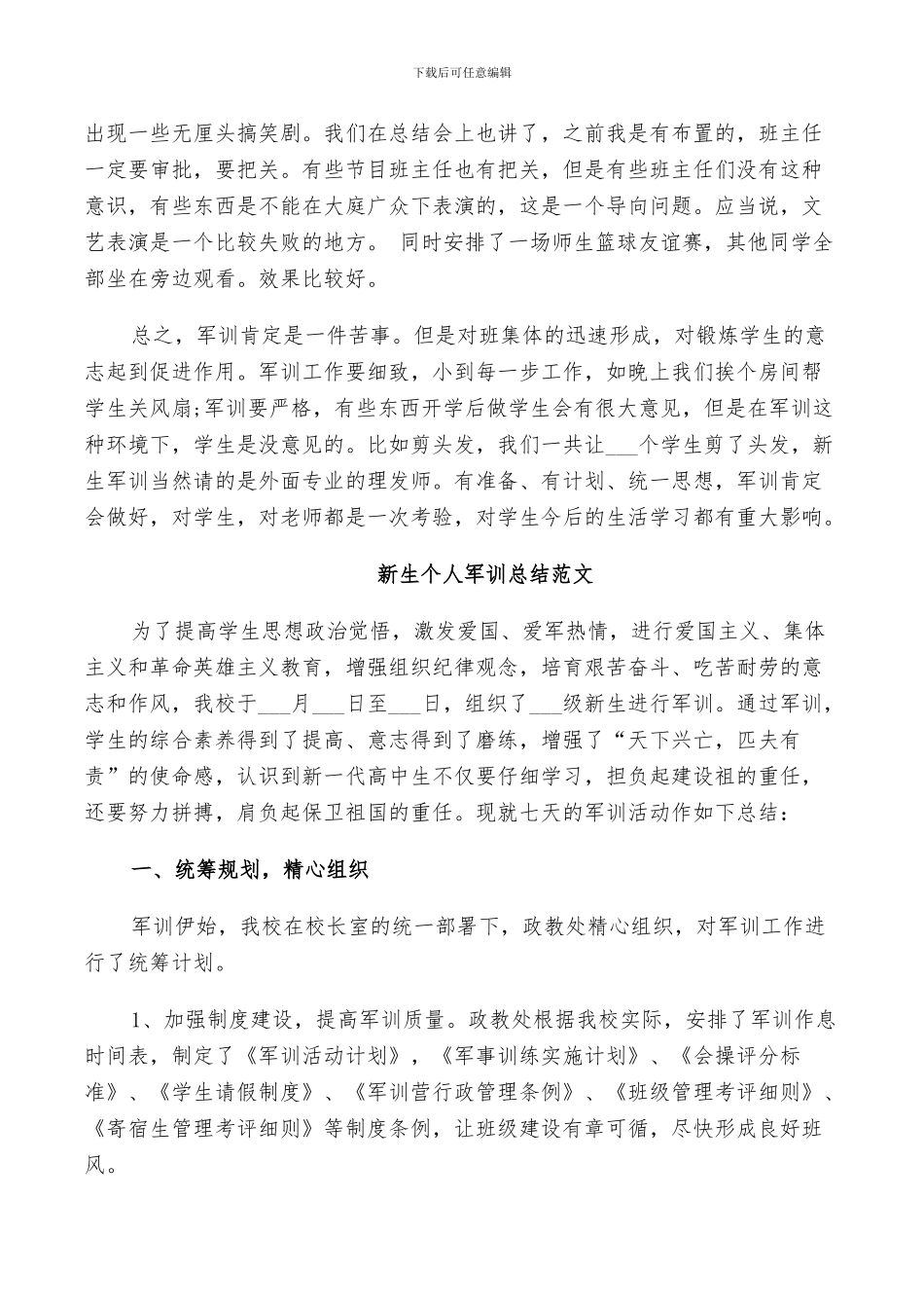 2024年新生个人军训总结范文_第3页