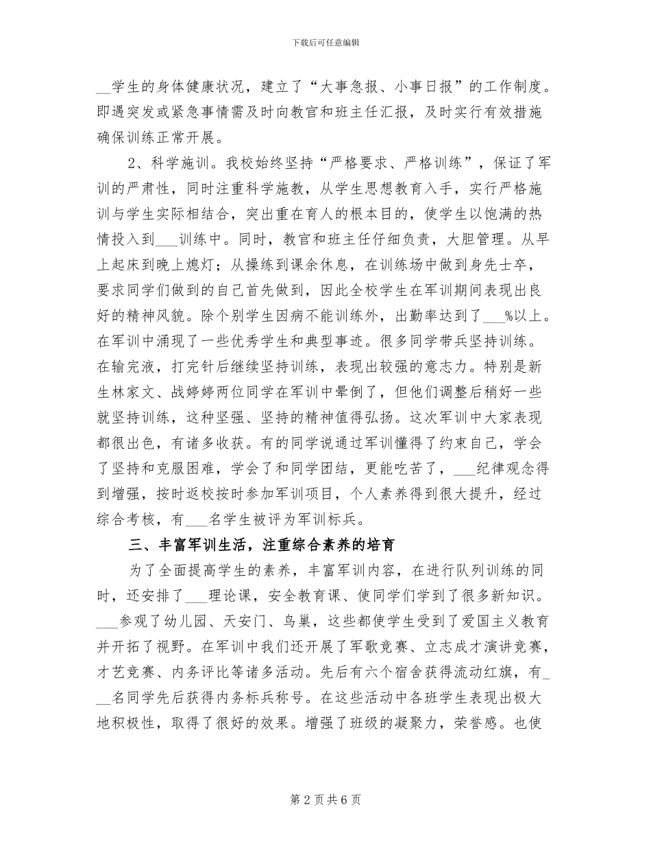 2024年新生军训工作总结发言_第2页