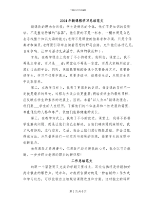 2024年新课程学习总结范文