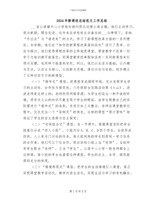 2024年新课改总结范文工作总结