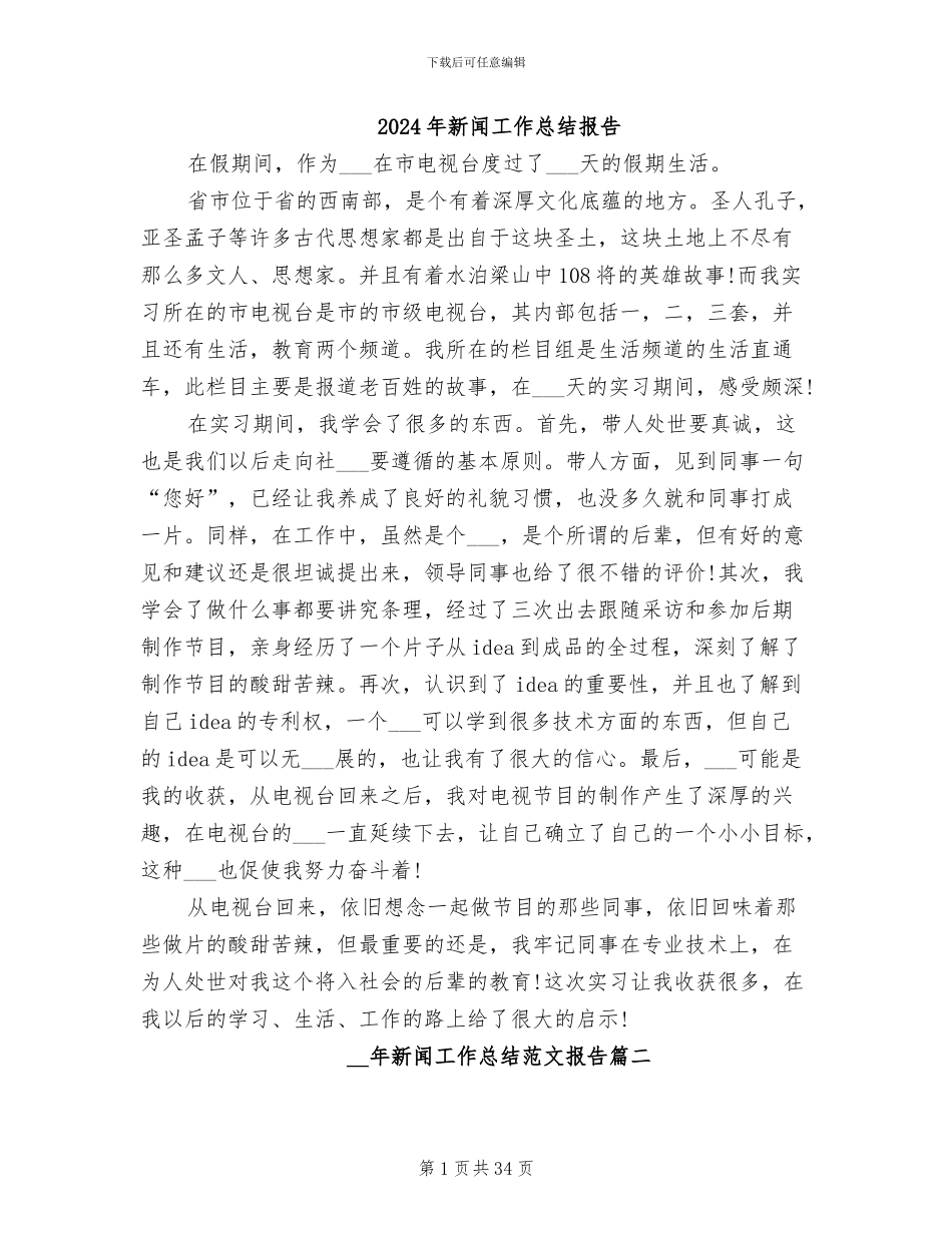 2024年新闻工作总结报告_第1页