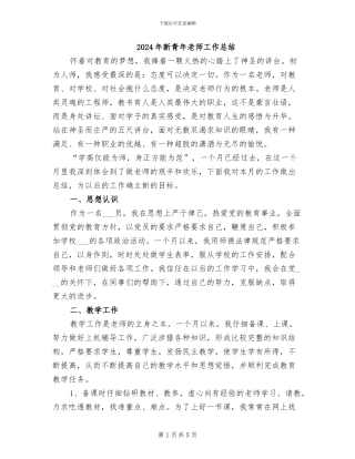 2024年新青年教师工作总结