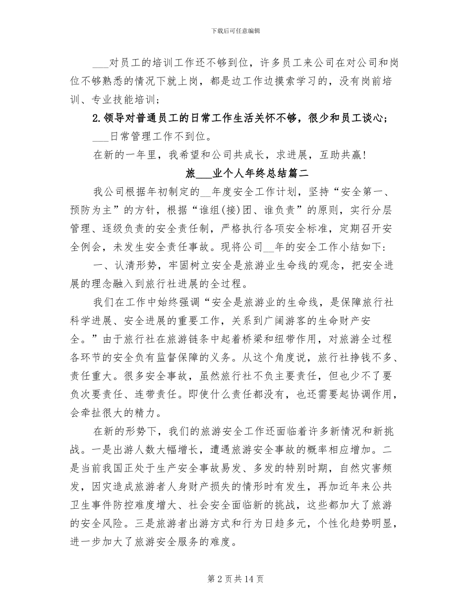 2024年旅游行业个人年终总结_第2页