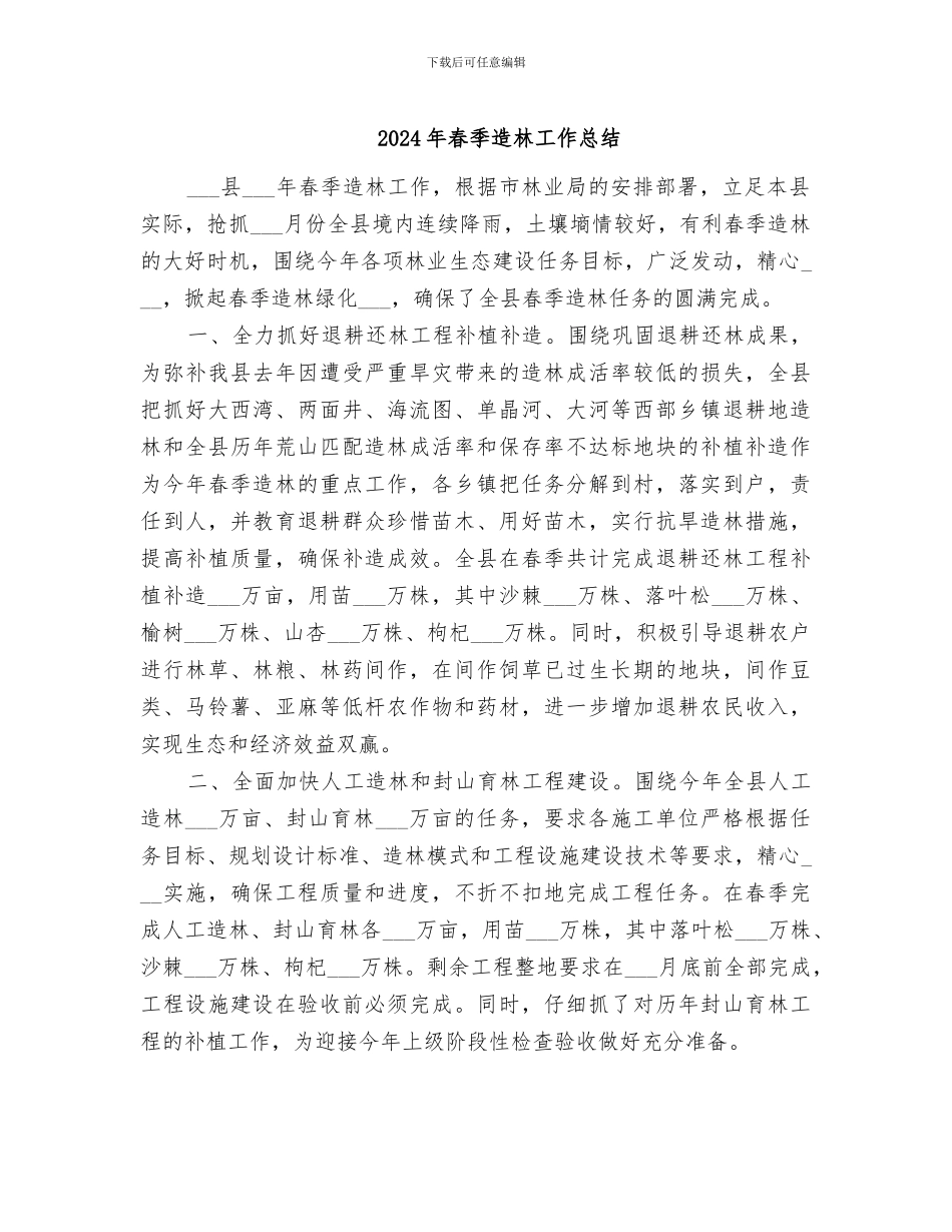 2024年春季造林工作总结_第1页