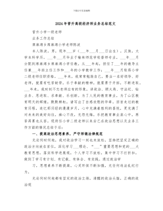 2024年晋升高级经济师业务总结范文
