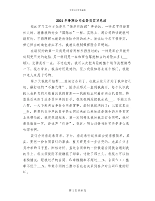 2024年暑期公司业务员实习总结