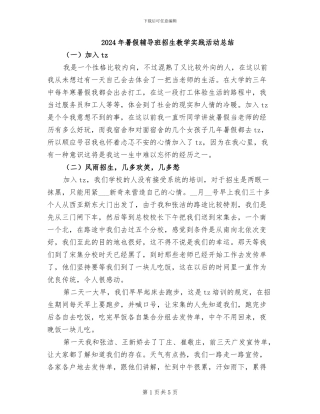 2024年暑假辅导班招生教学实践活动总结