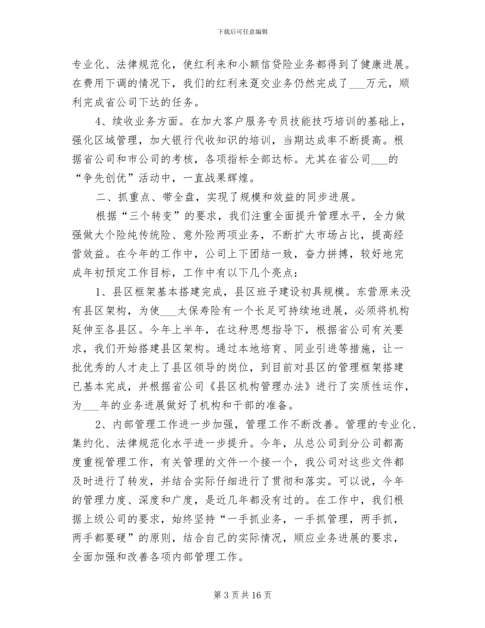 2024年最新保险年度工作总结_第3页