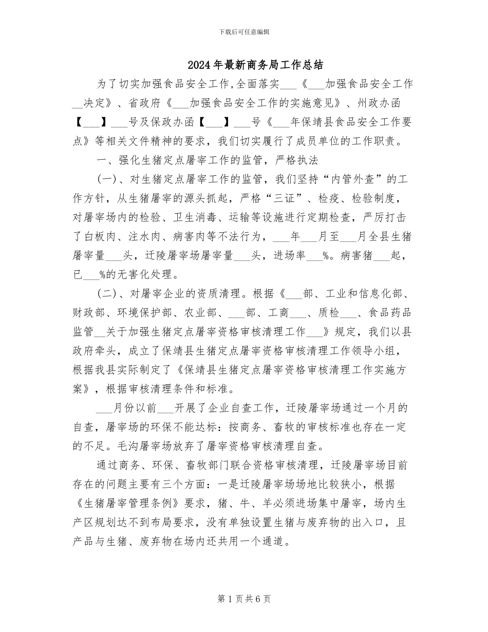 2024年最新商务局工作总结_第1页