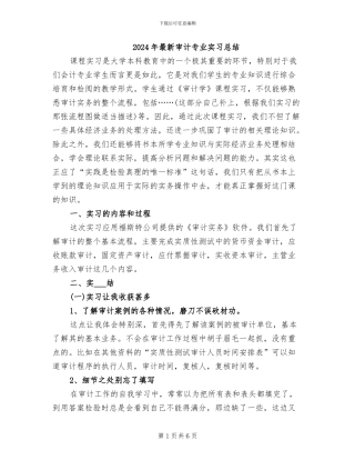 2024年最新审计专业实习总结