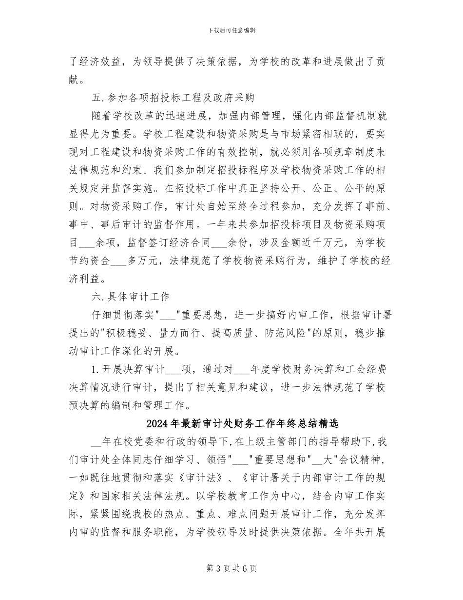 2024年最新审计处财务工作年终总结_第3页
